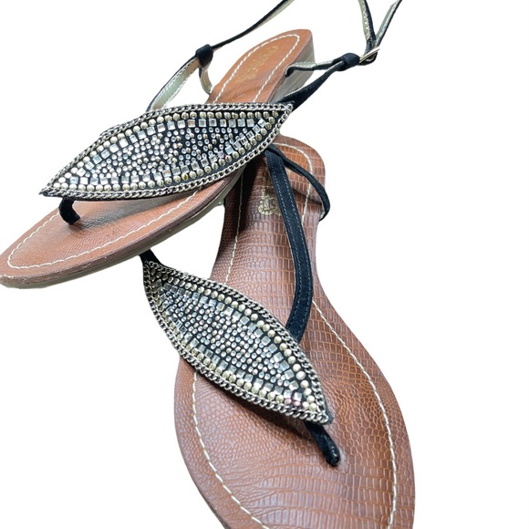 Carlos by Carlos Santana Rhinestone & Beaded Feather Sandals - Picture 2 of 7